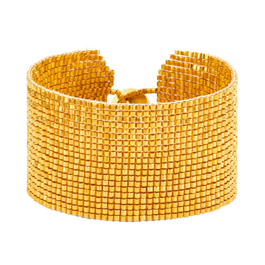 Brazalete Telar Dorado Grueso Metálico Dorado